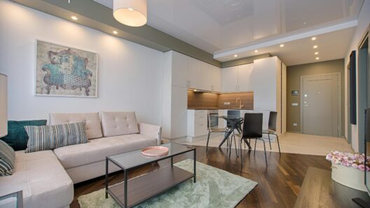 Clean and organized living room with smart storage solutions