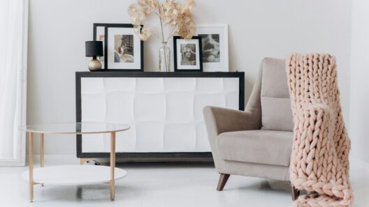 Clean minimal living space after decluttering with neutral tones